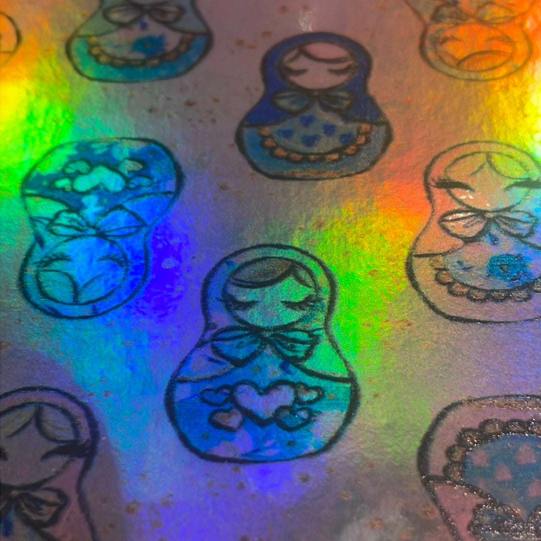 104 Leatherette Russian dolls metallic