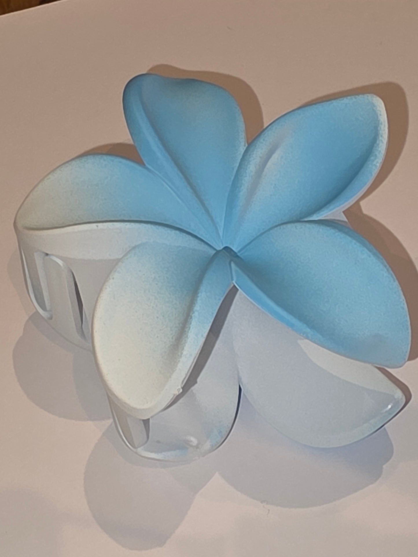 14 Claw Clip - Flower ombre blue & white