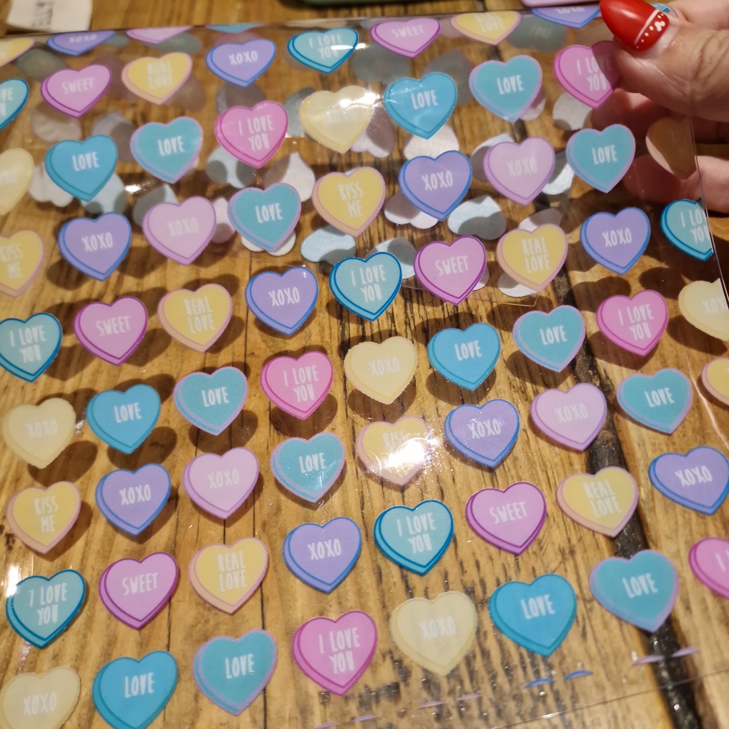 3 Transparent/Jelly love hearts valentines