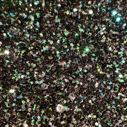 90 Chunky glitter black / Muti coloured speckles