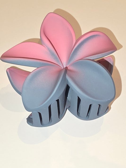 18 Claw Clip - Flower ombre blue & pink