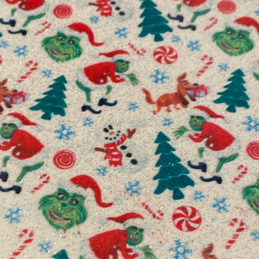 132 character Christmas grinch glitter leatherette